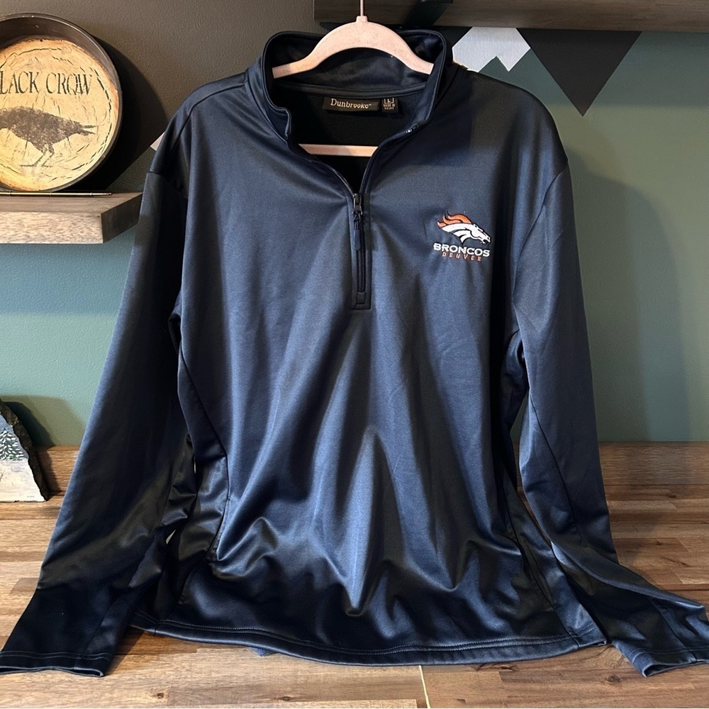 Dunbrooke Denver Broncos Mens L Pullover Quarter Zip Jacket NFL Game Sportswear